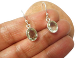 Oval Green AMETHYST (Prasiolite) Sterling Silver Earrings 925