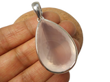 Chunky Large Pink  Rose Quartz Sterling Silver 925 Gemstone Statement Pendant
