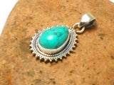 Blue Tibetan TURQUOISE Sterling Silver 925 Gemstone Pendant