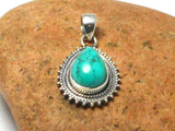 Blue Tibetan TURQUOISE Sterling Silver 925 Gemstone Pendant