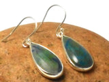 Large Azurite Malachite Sterling Silver 925 Gemstone Drop Dangle Earrings