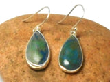 Large Azurite Malachite Sterling Silver 925 Gemstone Drop Dangle Earrings