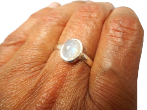 Fiery Oval  Moonstone Sterling Silver 925 Gemstone Ring