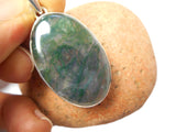 Large Moss Agate Pendant – Natural Gemstone Sterling Silver Boho Statement Necklace • Handcrafted Artisan Jewelry • Unique Gift