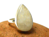 Large Fiery Moonstone Ring – Adjustable Sterling Silver Boho Statement Jewelry • Natural Gemstone Handcrafted by Artisans