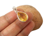 Teardrop Shaped Citrine Sterling Silver 925 Gemstone Pendant