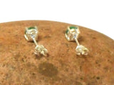Green Round Emerald Sterling Silver 925 Stud Earrings - 5 mm