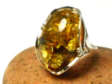 Large Adjustable Chunky AMBER Sterling Silver 925 Gemstone Ring