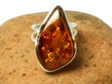 Large Adjustable Chunky AMBER Sterling Silver 925 Gemstone Ring