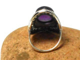 Large Chunky Oval Amethyst Sterling Silver 925 Gemstone Ring - Size Q / 8