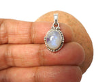 Small Oval MOONSTONE Sterling Silver 925 Gemstone Pendant