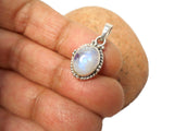 Small Oval MOONSTONE Sterling Silver 925 Gemstone Pendant