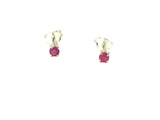 Small Pink Round Shaped RUBY Sterling Silver 925 Gemstone Stud Earrings - 3 mm