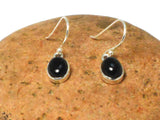 Oval BLACK ONYX Sterling Silver Gemstone Drop Earrings 925