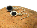 Oval BLACK ONYX Sterling Silver Gemstone Drop Earrings 925