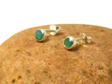 Small Round Green EMERALD Sterling Silver 925 Stud Earrings - 4 mm