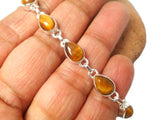 Adjustable Tigers Eye Gemstone Sterling Silver 925 Bracelet : 18 - 21 cm