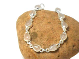 Adjustable Pink Rose Quartz Gemstone Sterling Silver 925 Bracelet : 18 - 21 cm