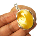 Large Butterscotch AMBER Sterling Silver Gemstone Pendant