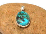 Blue Oval AZURITE Sterling Silver 925 Gemstone Pendant