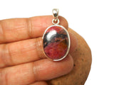 Pink Oval RHODONITE Sterling Silver 925 Gemstone Pendant