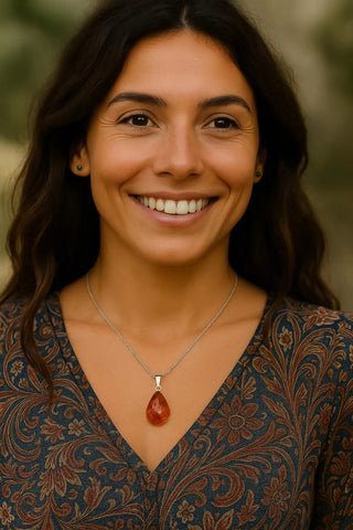 Natural Amber Pendant Handcrafted Sterling Silver Boho Necklace • Unique Artisan Gemstone Jewelry