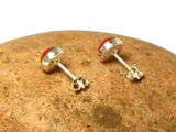 Round Orange CARNELIAN Sterling Silver 925 Round Stud Earrings -  7 mm