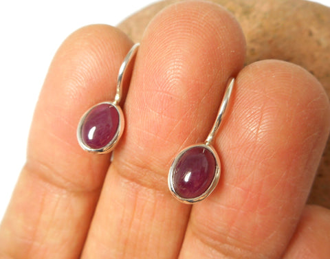Pink Oval  RUBY Sterling Silver 925 Gemstone Earrings