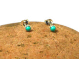 Small Round Shaped Blue TURQUOISE Sterling Silver 925 Gemstone Stud Earrings - 3 mm