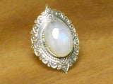 Large Oval Moonstone Sterling Silver 925 Gemstone Ring