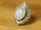 Large Oval Moonstone Sterling Silver 925 Gemstone Ring