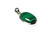 Green Oval Malachite Sterling Silver 925 Gemstone Pendant