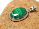 Green Oval Malachite Sterling Silver 925 Gemstone Pendant