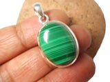 Green Oval Malachite Sterling Silver 925 Gemstone Pendant