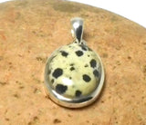 Oval Dalmation Jasper Sterling Silver 925 Pendant