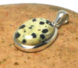Oval Dalmation Jasper Sterling Silver 925 Pendant Necklace