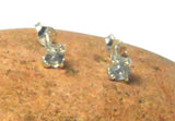 Small AQUAMARINE Sterling Silver Round Gemstone Stud Earrings 925 - 4 mm