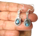 Fiery Teardrop shaped LABRADORITE Sterling Silver Gemstone Earrings 925