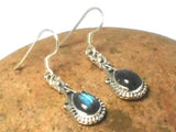 Fiery Teardrop shaped LABRADORITE Sterling Silver Gemstone Earrings 925