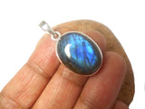 Fiery Oval LABRADORITE Sterling Silver 925 Gemstone Pendant