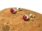 Pink Round Shaped RUBY Sterling Silver 925 Gemstone Stud Earrings - 5 mm