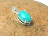 Small Blue Oval TURQUOISE Sterling Silver 925 Gemstone Pendant