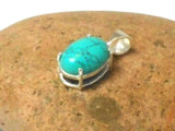 Small Blue Oval TURQUOISE Sterling Silver 925 Gemstone Pendant