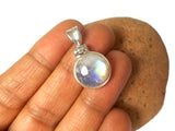 Fiery Round MOONSTONE Sterling Silver 925 Gemstone Pendant