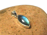 Fiery Marquise Shaped LABRADORITE  Sterling Silver 925 Gemstone Pendant