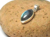 Fiery Marquise Shaped LABRADORITE  Sterling Silver 925 Gemstone Pendant