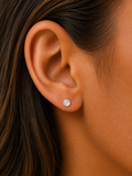 Round MOONSTONE Sterling Silver Stud Earrings 925 - 5 mm