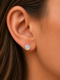 MOONSTONE Round Shaped Sterling Silver Gemstone Stud Earrings 925 - 7 mm