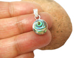 Small Round Abalone Sterling Silver 925 Gemstone Pendant