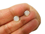 White Round Mother of Pearl Sterling Silver 925  Gemstone Stud Earrings